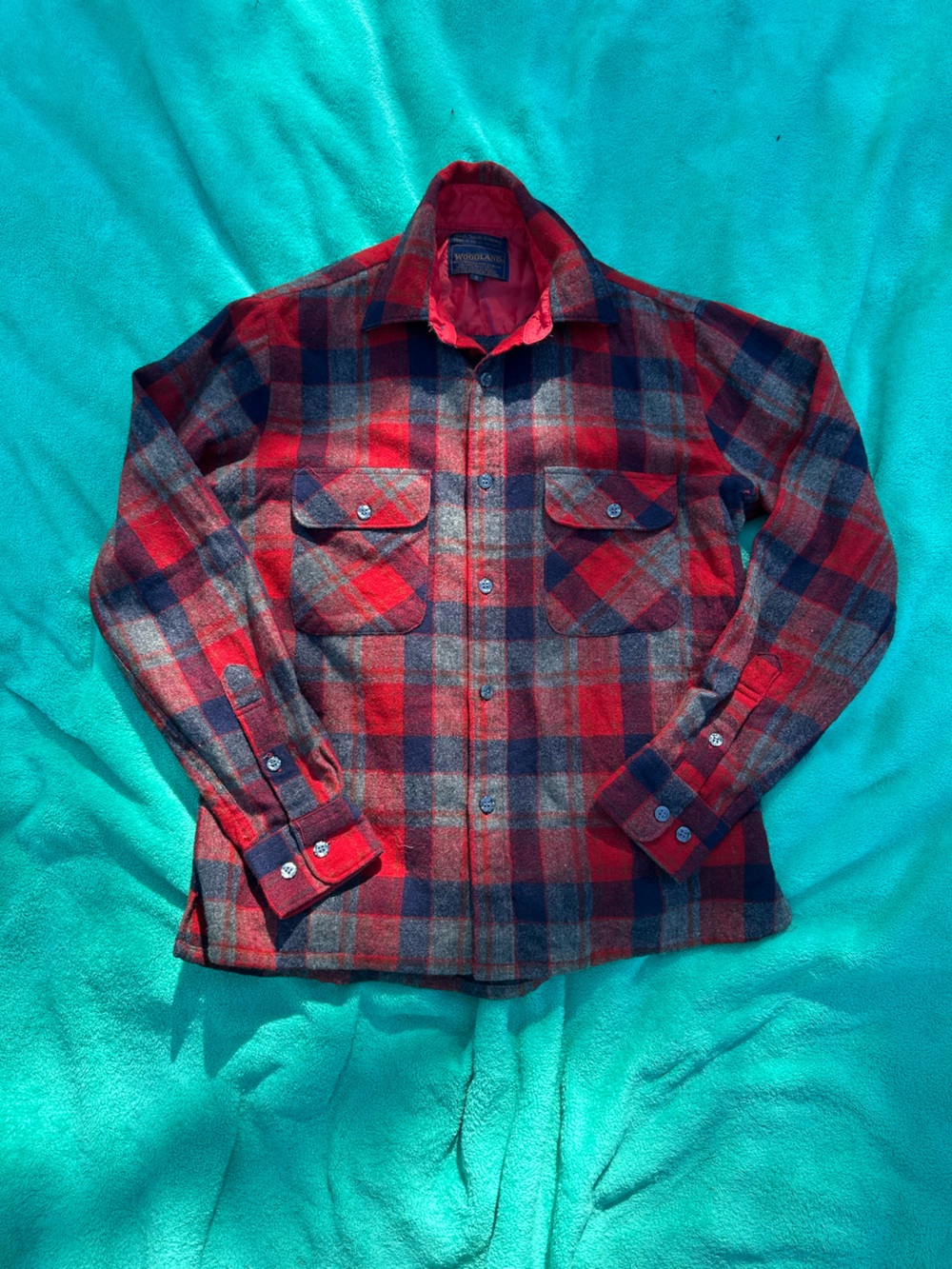 Vintage Woodland Wool Blend Red Flannel Shirt